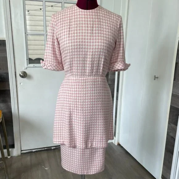 strapless open back dress Sporty Spice Houndstooth Athletic Dress in Pink L / Pink